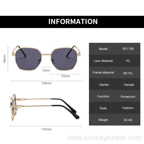 New fashion polygon small frame men's and women's street shot Sunglasses gradient metal sunglasses outdoor glasses s21106